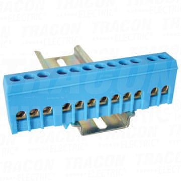Tracon Electric Izolirana sabirnica (N/PE), zatvorena, plava 63A, 6×9mm, 12P, IP20