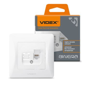 VIDEX Binera RJ45 računalna utičnica, jednostruka, bijela, ugradbena
