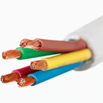 Okrugli električni kabel 5x10 Bijeli OWY 500V H05VVF višežilni 1m