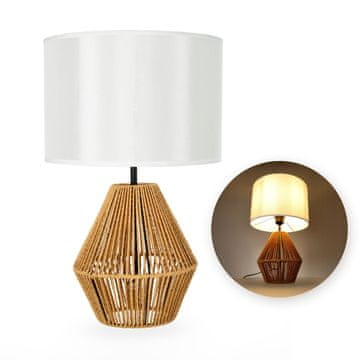 Stolna lampa, bijelo sjenilo, boho stil, 1xE27, 50 cm
