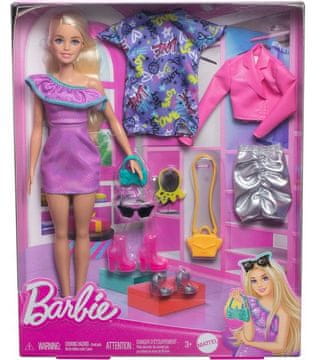 Barbie set za zabavnu modnu lutku s odjećom i dodacima
