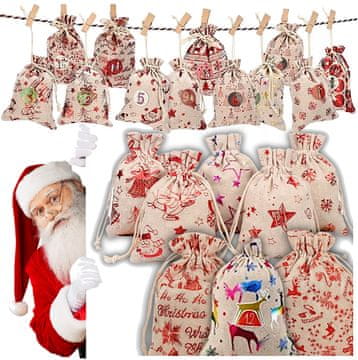 Vrećice za adventski kalendar, DIY set od 24 komada, punjive za djecu