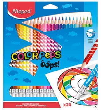 Maped Colorpeps Oops trokutaste olovke s gumicom 24 boje