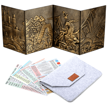 RGFK Leather Game Master Screen RPG Dragon Fight - Zlatna + Futrola