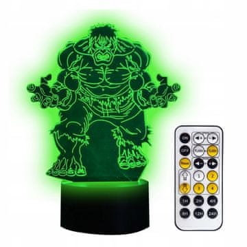 DZ 3D LED HULK lampa USB/BATERIJA + DALJINSKI UPRAVLJAČ
