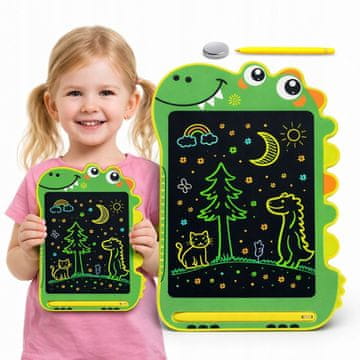 PLOČA ZA CRTANJE 8,5" - ZA DJECU LCD PLOČA S DINOSAUROM ZELENA 3+