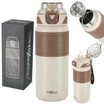Termo šalica sa slamkom, nepropusna, protuklizna, 500 ml - bež