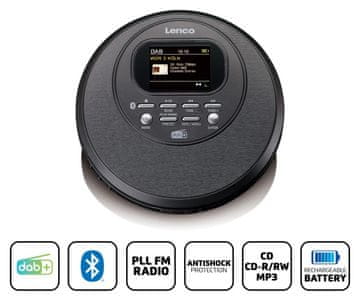 LENCO CD-500BK - Discman s Bluetoothom i DAB+/FM radiom