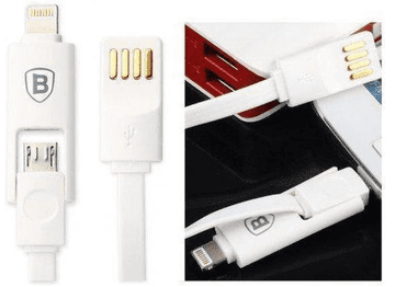 Baseus bijeli mikro kabel za iPhone s dva priključka