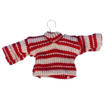 Božićni ukras privjesak PULOVER od tkanine 13x9cm CRVENI