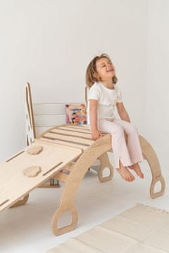 PTI 2u1 Montessori ljuljačka XXL + tobogan CLOUDS - drveni