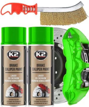 2 x K2 boja za kočione čeljusti 400 ml zelena + kist