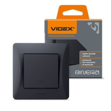 VIDEX Binera 10A ugradbeni križni prekidač, 1-polni, crni