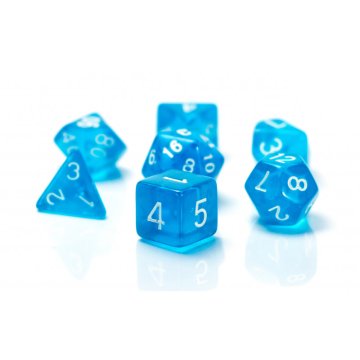 Nebesko plavi RPG set od 7 prozirnih kockica