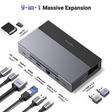 Ugreen USB-C Hub 9u1 Steam Deck / 4K 60Hz / HDMI / Ethernet