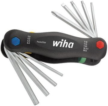 WIHA Set ključeva s kutnim nastavcima, u sklopivom držaču, PocketStar multitool 9-dijelni Wiha