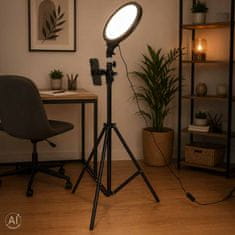 MG Selfie Ring okruglo LED svjetlo + stativ, crni