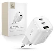 Tech-protect NCA100W GaN mrežni punjač USB / 2x USB-C PD 3.2 100W / QC3.0, bijela