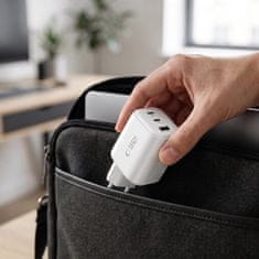 Tech-protect NCA100W GaN mrežni punjač USB / 2x USB-C PD 3.2 100W / QC3.0, bijela