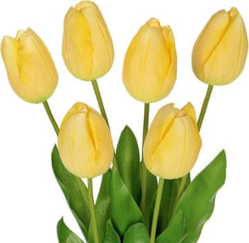 Nikcorp Umjetni tulipani svileni 60 cm žuti set 6 komada, dekorativno umjetno cvijeće za vaze, realističan izgled za dom, ured i vjenčanja, izdržljivi materijali, elegantna proljetna dekoracija bez održavanja