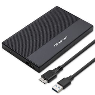 slomart Kućište za SSD/HDD 2.5" SATA USB 3.0, Qoltec, do 2TB, crno