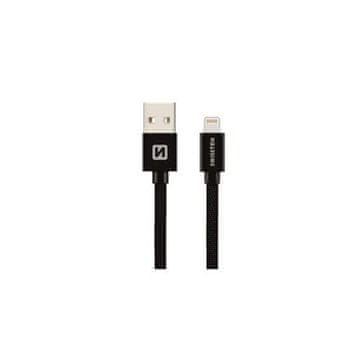 SWISSTEN Munjevit kabel USB Lightning cable textile 0.2m 3A black