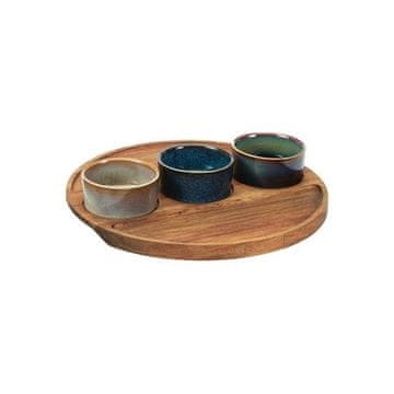 EXCELLENT Zdjele za posluživanje KO-278001180 on acacia tray set of 4 pcs