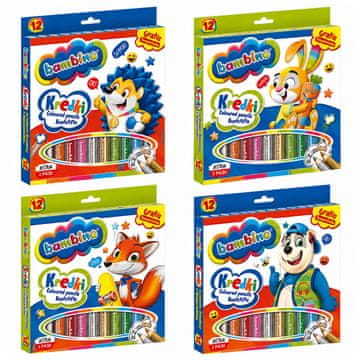 slomart Debeli bojni flomasteri BAMBINO u drvenom omotu sa šiljilom 12 boja