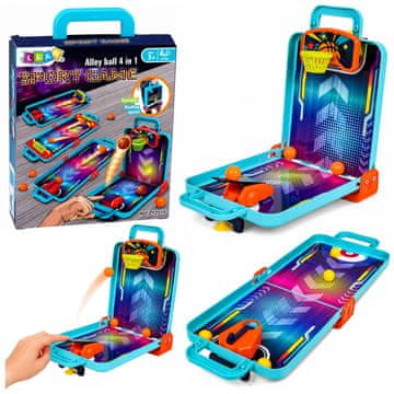 MINI Prijenosna igra 3u1 LEAN TOYS: Košarka, Pinball, Kuglanje u koferu