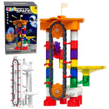 slomart Građevinski komplet LEAN TOYS, svemir, 85 kom., automatska staza za kuglice s tunelima