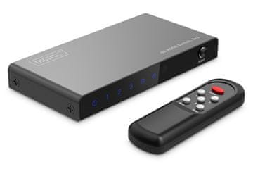 Switch Digitus DA-70833 HDMI preklopnik 3x1, 4K 60Hz, daljinski upravljač, crna