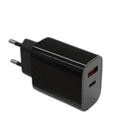 slomart TB 2x3A USB C + USB A PD mrežni punjač, crna