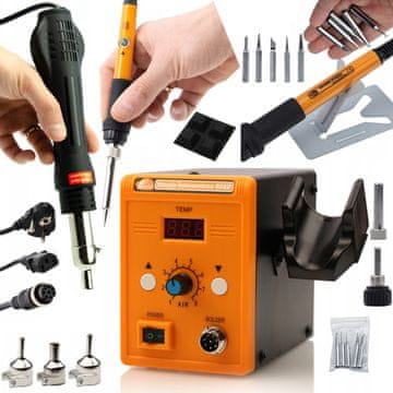 Rosfix Rosfix stanica za lemljenje vrućim zrakom Rosfix 858D+ komplet 8u1 precizna lemilica s potenciometrom Rosfix Orange Pitbull OP60W serija Electric S
