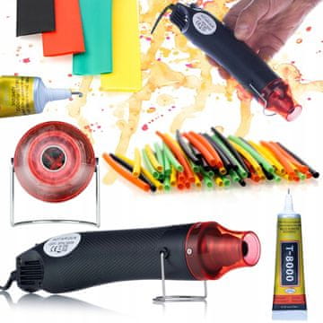 Rosfix Mini pištolj za vrući zrak 300W + Univerzalno ljepilo T-8000 15ml + Set termoskupljajućih cijevi 164 kom.