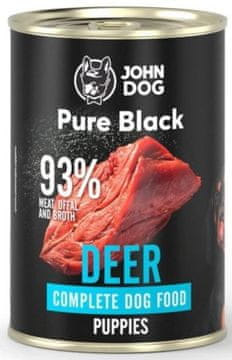John Dog Štenci | Čisto crni | Limenka 400 g - Štenci Jelen 400 g