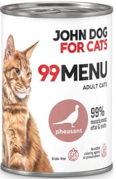 John Dog za mačke | 99 meni | Mokra hrana za mačke konzerva 400 g - Fazan 400 g