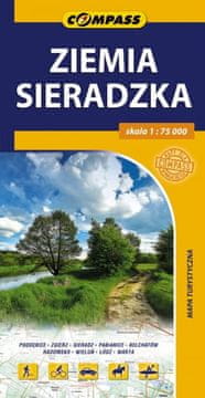 Compass Sieradz Land 1:75.000. Poddębice, Zgierz, Zduńska Wola, Pabianice, Bełchatów, Radomsko, Wieluń, Łódź, Warta. Turistička karta. Kompas