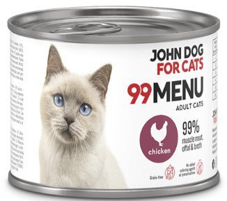 John Dog za mačke | 99 meni | Mokra hrana za mačke konzerva 200 g - Piletina 200 g