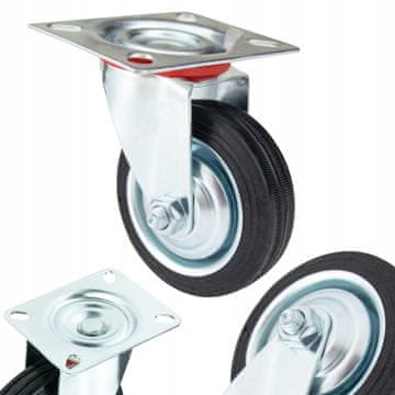 Vergionic Kotur za kolica okretni gumeni 3" 75 mm s pločicom