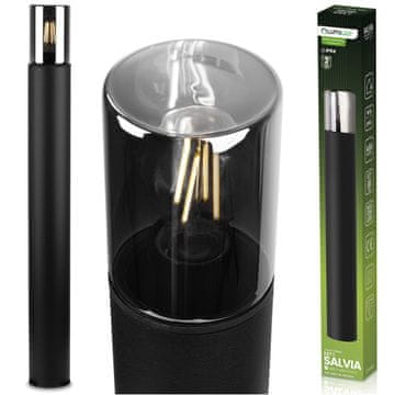 LUMILED Vanjski samostojeći vrtni stup za žarulju E27, crno staklo IP54, 80 cm, boja kadulje