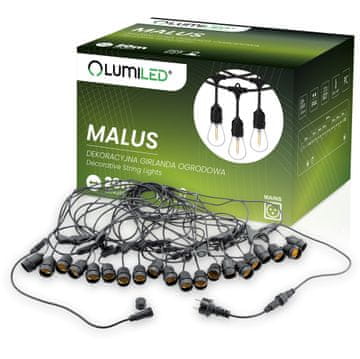 LUMILED Malus Vanjski vrtni vijenac svjetlosni lanac 20m 20x E27 osvijetljen