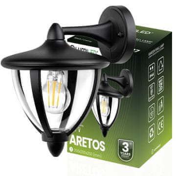 LUMILED Vrtna zidna svjetiljka, vanjska E27 LED fasadna svjetiljka, crna, aretos lumiled