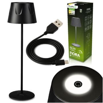 LUMILED Lampa za vrt led stojeća ukrasna stolna noćna usb zatamnjiva dodirna crna fiora lumiled