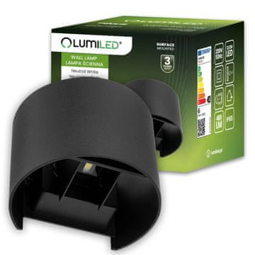 LUMILED Vrtna zidna lampa LED Fasada 2x3W 4000K Podesiva gore i dolje Crni bor osvijetljen