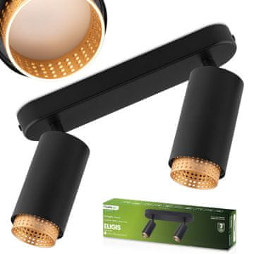 LUMILED Stropna svjetiljka LED reflektor 2x GU10 cijevni reflektor eligis crna lumiled