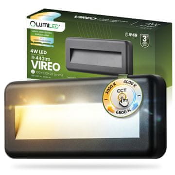 LUMILED Vrtna vanjska svjetiljka za stepenice, fasadna zidna svjetiljka cct 3000-6500K LED 4W IP65 Vireo Lumiled