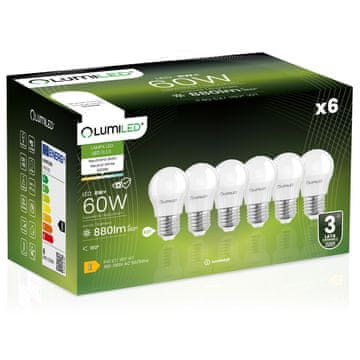LUMILED 6x LED žarulja E27 kugla P45 8W = 60W 880lm 4000K neutralna 180° osvjetljenje
