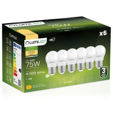 LUMILED 6x LED žarulja E27 kugla P45 10W = 75W 1100lm 3000K Topla svjetlost 180°