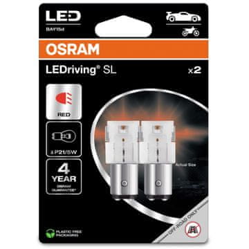 Osram Osram Led Premium nova P21/5W crvena žarulja u pakiranju.
