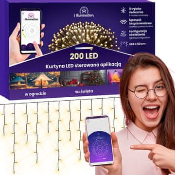 Jumi LED ukrasna girlanda s 200 svjetala, kontrolirana tijekom cijele godine putem aplikacije